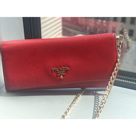 Prada Handbags - Prada Wallet On A Chain - Red EUC‎